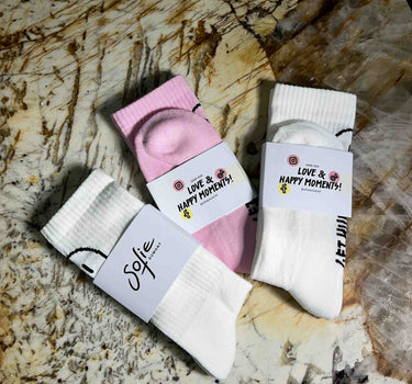 Smiley Sokken in pink