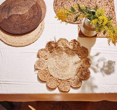 Placemat jute bloemetje